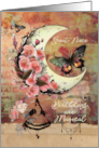 Great Niece Birthday Pretty Mixed Media Moon and Butterflies card