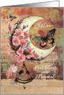 Sister Birthday Pretty Mixed Media Moon and Butterflies card