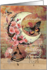 Goddaughter Birthday Pretty Mixed Media Moon and Butterflies card