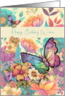 Mum Birthday Beautiful Butterflies and Flowers card