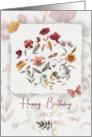 Niece Birthday Wishes Delicate Flowers and Butterfly card