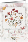 Aunt Birthday Wishes Delicate Flowers and Butterfly card