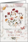 Mother in Law Birthday Wishes Delicate Flowers and Butterfly card