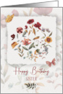 Sister Birthday Wishes Delicate Flowers and Butterfly card