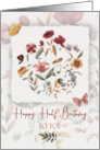 Half Birthday Wishes Delicate Flowers and Butterfly card