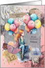 McKenna 12th Birthday Custom Name Teen Girl with Balloons Mixed Media card