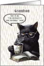 Grandson Birthday Humorous Sarcastic Black Cat card