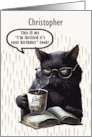 Christopher Custom Name Birthday Humorous Sarcastic Black Cat card