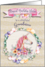 Grandniece Birthday Magical and Pretty Unicorn with Flowers card