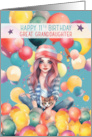 Great Granddaughter 11th Birthday Tween Pretty Girl in Balloons card