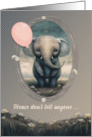 Belated Birthday Adorable But Sad Elephant with Balloon card