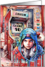 Cousin 10th Birthday Futuristic Video Game Scene card
