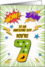 To Awesome Boy 7th Birthday Comic Book Style card