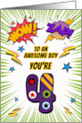 To Awesome Boy 4th Birthday Comic Book Style card