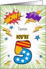 Tanner Custom Name 5th Birthday Comic Book Style card