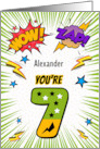 Alexander Custom Name 7th Birthday Comic Book Style card