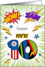 Grayson Custom Name 10th Birthday Comic Book Style card