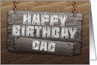 Dad Birthday Rustic Wood Sign Effect card