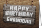 Granddad Birthday Rustic Wood Sign Effect card