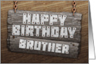 Brother Birthday Rustic Wood Sign Effect card