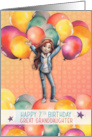 Great Granddaughter 7th Birthday Young Girl in Balloons card