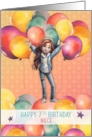 Niece 7th Birthday Young Girl in Balloons card