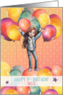 Niece 9th Birthday Young Girl in Balloons card