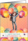 To a Wonderful Girl Birthday Young Girl in Balloons card