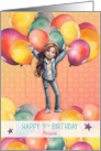 Custom Name Melanie 9th Birthday Young Girl in Balloons card