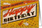 Great Grandson 4th Birthday Comic Book Style card