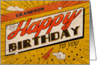 Grandson 4th Birthday Comic Book Style card