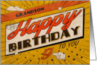 Grandson 9th Birthday Comic Book Style card