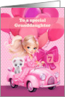 Granddaughter 7th Birthday Pretty Little Girl with Puppy card