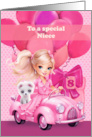 Niece 8th Birthday Pretty Little Girl with Puppy card