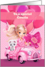 Cousin Birthday Pretty Little Girl with Puppy card