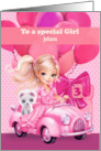 Juliana Custom Name 3rd Birthday Pretty Little Girl with Puppy card