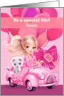 Charlotte Custom Name Birthday Pretty Little Girl with Puppy card