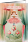 Great Granddaughter 3rd Birthday Ballerina on Stage with Roses card