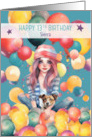 Custom Girl with Dog and Balloons card
