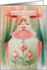 Daughter 4th Birthday Ballerina on Stage with Roses card
