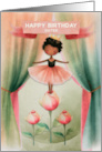 Sister Birthday Ballerina African American Girl on Stage with Roses card