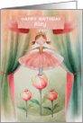 Riley Custom Name Birthday Ballerina Little Girl on Stage with Roses card