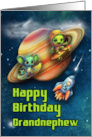 Grandnephew 5th Birthday Funny Aliens Skateboarding in Space card