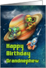 Grandnephew 6th Birthday Funny Aliens Skateboarding in Space card