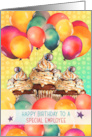 Employee Birthday Chocolate Cupcakes and Balloons card