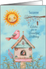 Suzanne Custom Name Birthday Boho Birds and Sun card