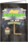 Great Nephew Birthday Vintage Road Signs at Night card