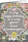 Great Granddaughter Birthday Pretty Pastel Flowers and Frame card