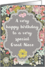 Great Niece Birthday Pretty Pastel Flowers and Frame card