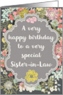 Sister in Law Birthday Pretty Pastel Flowers and Frame card